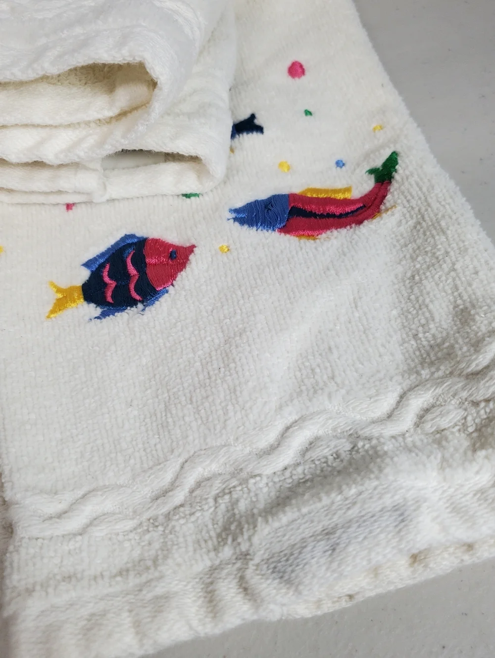 Martha Stewart Everyday Y2K Bathroom Towel Set Of 4 Fish Tropical Vintage White